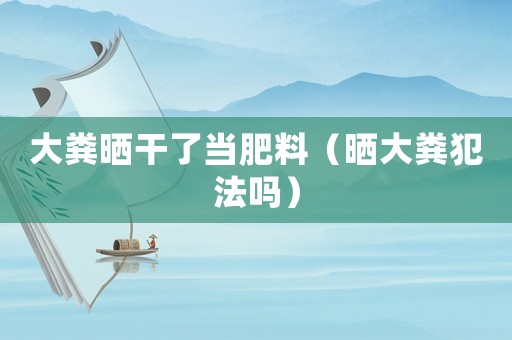 大糞曬干了當(dāng)肥料（曬大糞犯法嗎）
