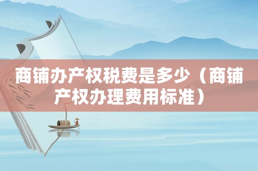 商鋪辦產(chǎn)權(quán)稅費(fèi)是多少（商鋪產(chǎn)權(quán)辦理費(fèi)用標(biāo)準(zhǔn)）