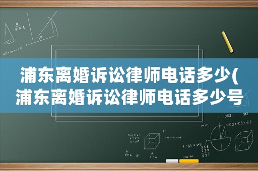 浦東離婚訴訟律師電話多少(浦東離婚訴訟律師電話多少號(hào)碼)