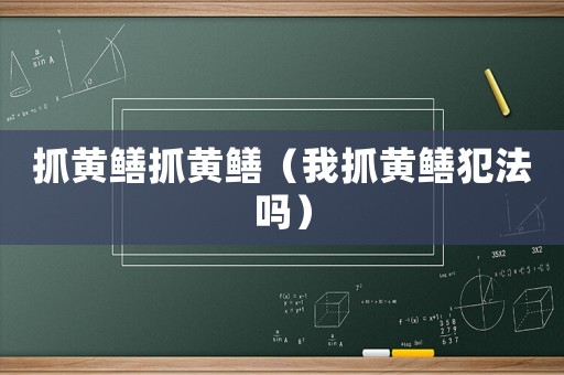 抓黃鱔抓黃鱔（我抓黃鱔犯法嗎）