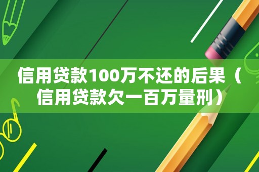 信用貸款100萬不還的后果（信用貸款欠一百萬量刑）