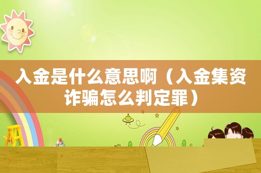 入金是什么意思啊（入金集資詐騙怎么判定罪）