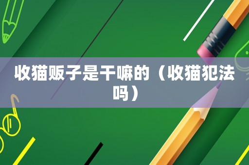 收貓販子是干嘛的（收貓犯法嗎）