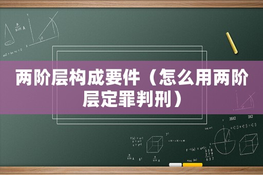 兩階層構(gòu)成要件（怎么用兩階層定罪判刑）