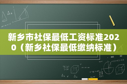 新鄉(xiāng)市社保最低工資標(biāo)準(zhǔn)2020（新鄉(xiāng)社保最低繳納標(biāo)準(zhǔn)）