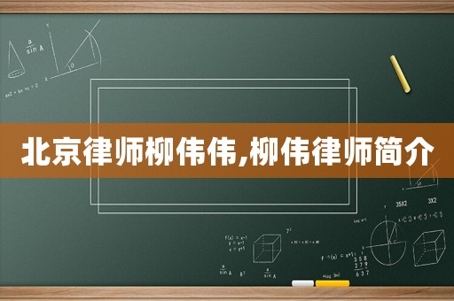 北京律師柳偉偉,柳偉律師簡介