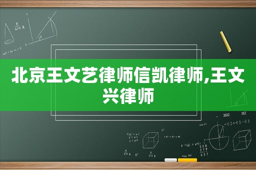 北京王文藝律師信凱律師,王文興律師