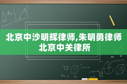 北京中沙明輝律師,朱明勇律師 北京中關律所