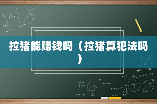 拉豬能賺錢嗎（拉豬算犯法嗎）