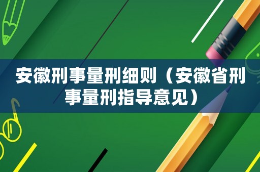安徽刑事量刑細(xì)則（安徽省刑事量刑指導(dǎo)意見）