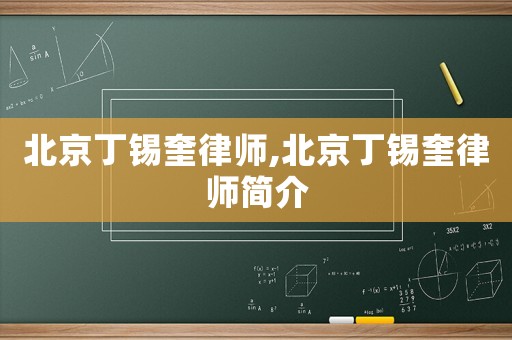 北京丁錫奎律師,北京丁錫奎律師簡介