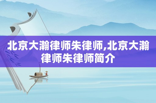 北京大瀚律師朱律師,北京大瀚律師朱律師簡介