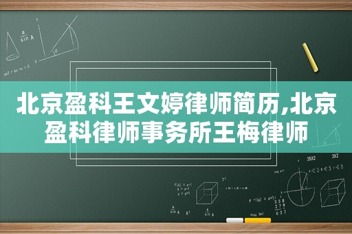 北京盈科王文婷律師簡歷,北京盈科律師事務(wù)所王梅律師