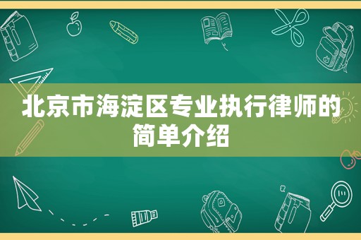 北京市海淀區(qū)專業(yè)執(zhí)行律師的簡(jiǎn)單介紹