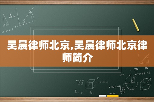 吳晨律師北京,吳晨律師北京律師簡介