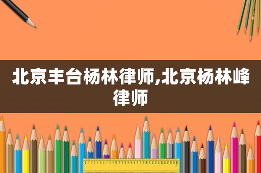 北京豐臺(tái)楊林律師,北京楊林峰律師