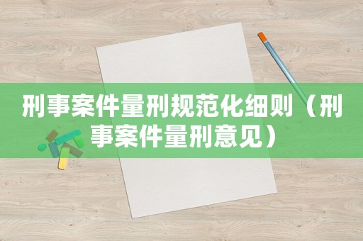 刑事案件量刑規(guī)范化細(xì)則（刑事案件量刑意見(jiàn)）