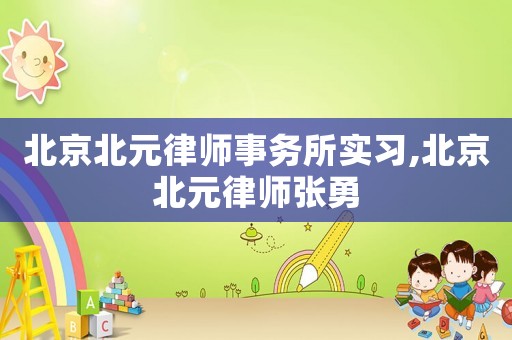 北京北元律師事務(wù)所實習(xí),北京北元律師張勇