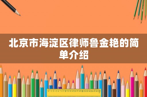 北京市海淀區(qū)律師魯金艷的簡單介紹