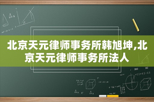 北京天元律師事務(wù)所韓旭坤,北京天元律師事務(wù)所法人