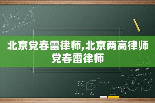 北京黨春雷律師,北京兩高律師黨春雷律師