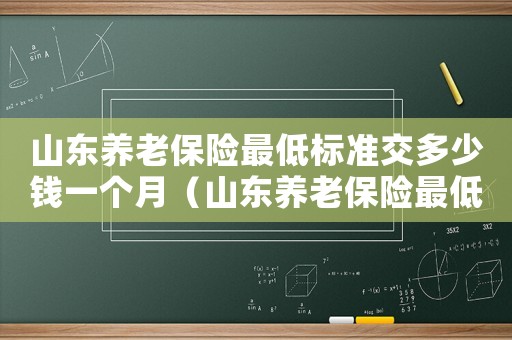 山東養(yǎng)老保險(xiǎn)最低標(biāo)準(zhǔn)交多少錢一個(gè)月（山東養(yǎng)老保險(xiǎn)最低標(biāo)準(zhǔn)）