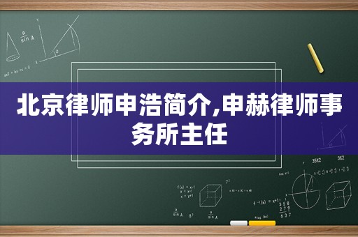 北京律師申浩簡(jiǎn)介,申赫律師事務(wù)所主任