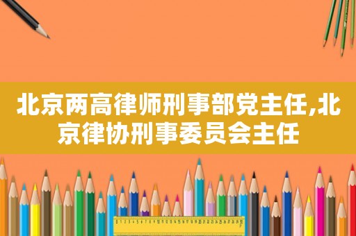 北京兩高律師刑事部黨主任,北京律協(xié)刑事委員會(huì)主任