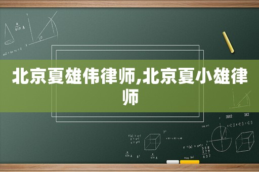 北京夏雄偉律師,北京夏小雄律師
