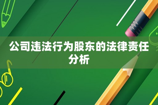 公司違法行為股東的法律責(zé)任分析