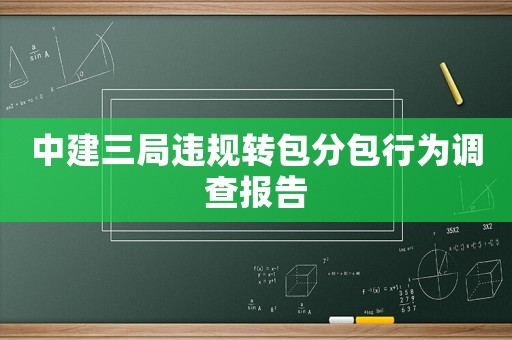 中建三局違規(guī)轉包分包行為調查報告