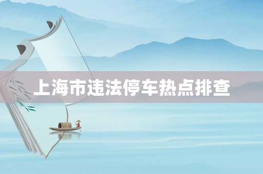 上海市違法停車熱點(diǎn)排查