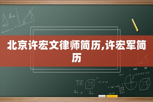 北京許宏文律師簡歷,許宏軍簡歷