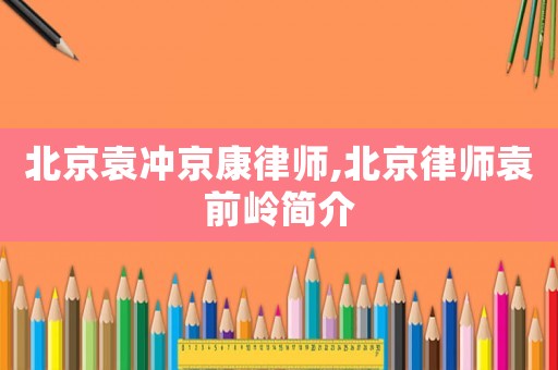 北京袁沖京康律師,北京律師袁前嶺簡介