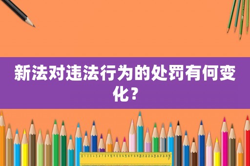 新法對違法行為的處罰有何變化？