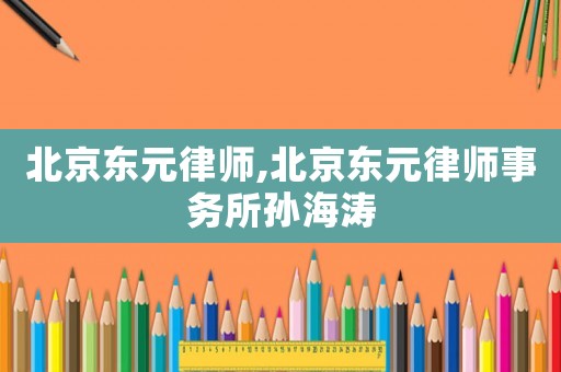 北京東元律師,北京東元律師事務所孫海濤