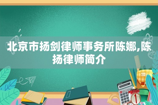 北京市揚(yáng)劍律師事務(wù)所陳娜,陳揚(yáng)律師簡介