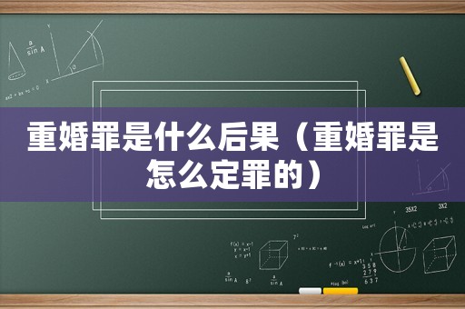 重婚罪是什么后果（重婚罪是怎么定罪的）