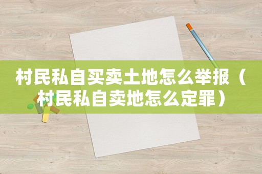 村民私自買賣土地怎么舉報(bào)（村民私自賣地怎么定罪）