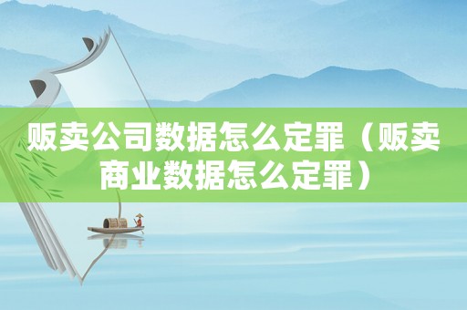 販賣公司數(shù)據(jù)怎么定罪（販賣商業(yè)數(shù)據(jù)怎么定罪）