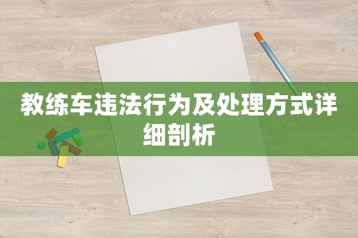 教練車(chē)違法行為及處理方式詳細(xì)剖析