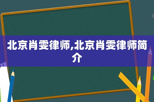北京肖雯律師,北京肖雯律師簡介