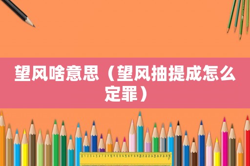 望風(fēng)啥意思（望風(fēng)抽提成怎么定罪）