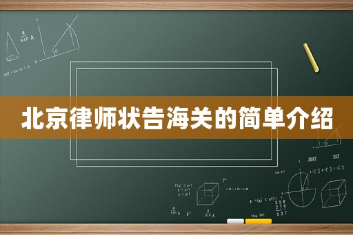 北京律師狀告海關(guān)的簡(jiǎn)單介紹