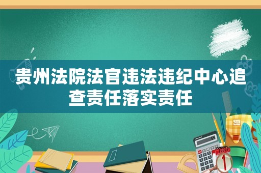 貴州法院法官違法違紀(jì)中心追查責(zé)任落實(shí)責(zé)任