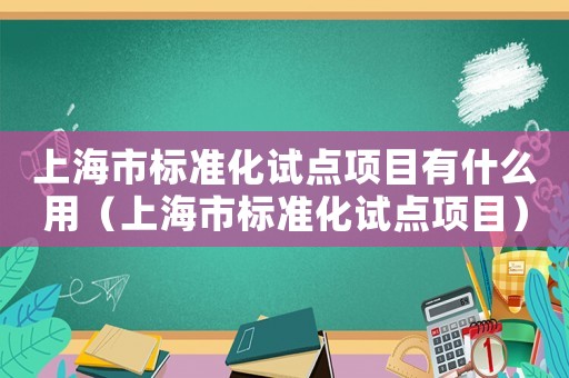上海市標準化試點項目有什么用（上海市標準化試點項目）