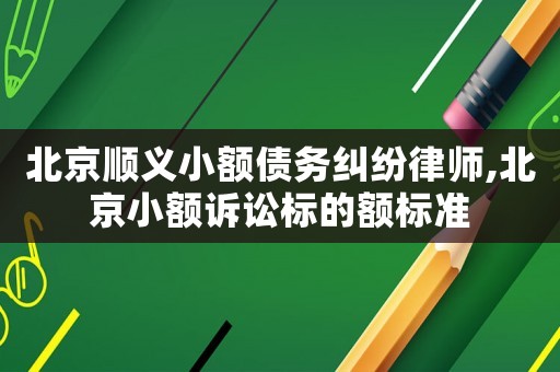 北京順義小額債務(wù)糾紛律師,北京小額訴訟標(biāo)的額標(biāo)準(zhǔn)