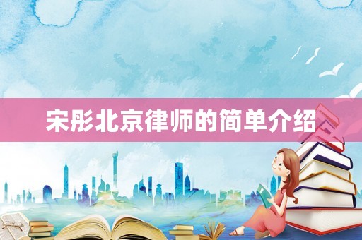 宋彤北京律師的簡(jiǎn)單介紹