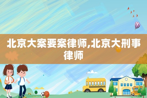 北京大案要案律師,北京大刑事律師