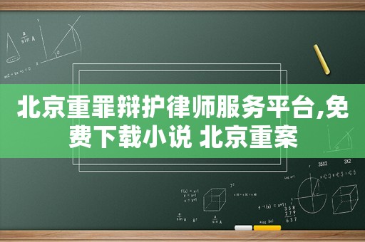 北京重罪辯護(hù)律師服務(wù)平臺(tái),免費(fèi)下載小說 北京重案